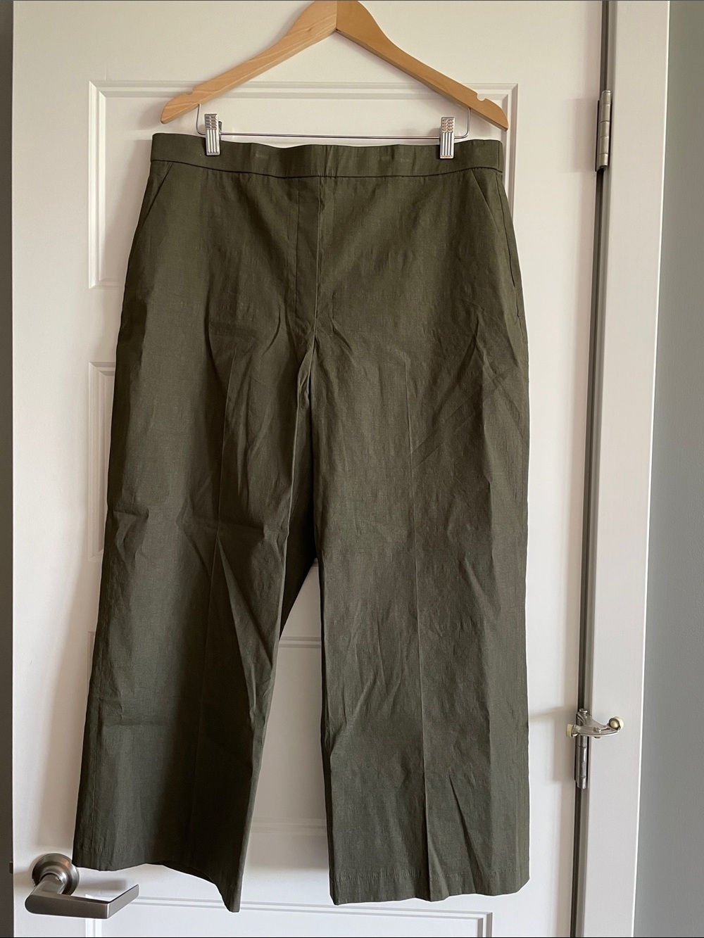 Theory Olive Green Linen Blend Ankle Straight Relaxed Pant Sz 16 NWT $295